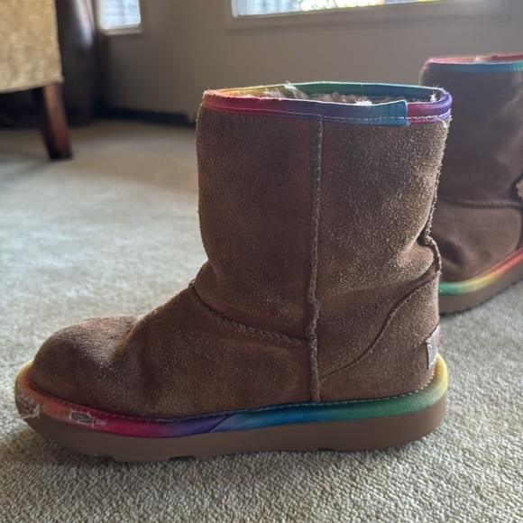 Tan with rainbow stripe Ugg Boots - Picture 2 of 9